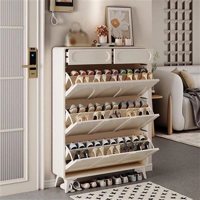 モダンな白い自立型シューズラック